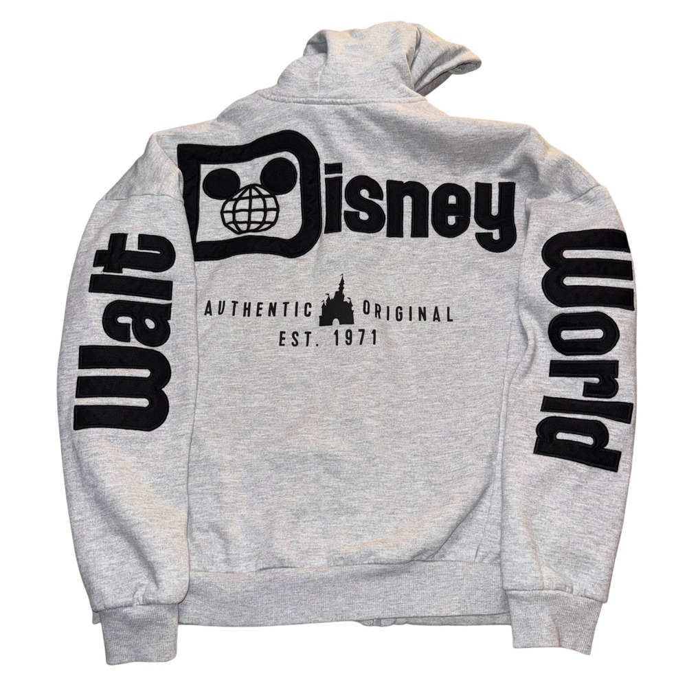 Disney Walt Disney World Hoodie Small Gray Full Zip Graphic Sweatshirt Mens